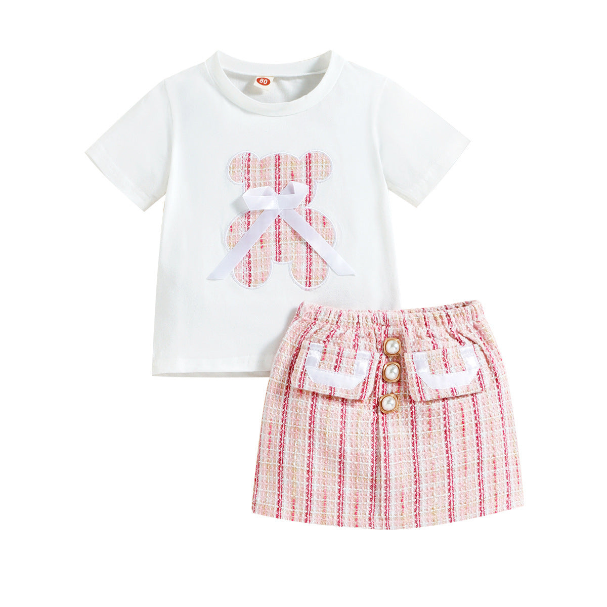 Conjunto de osito de peluche de tweed para mujer y niño
