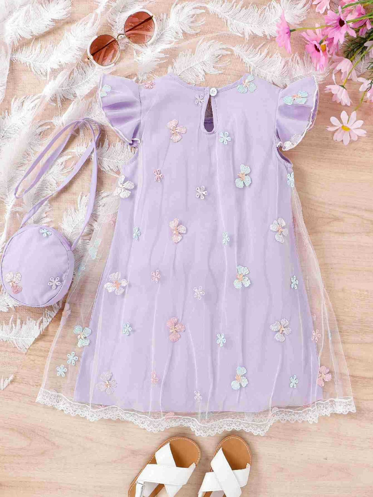 Vestido Infantil Florecitas + Bolsito