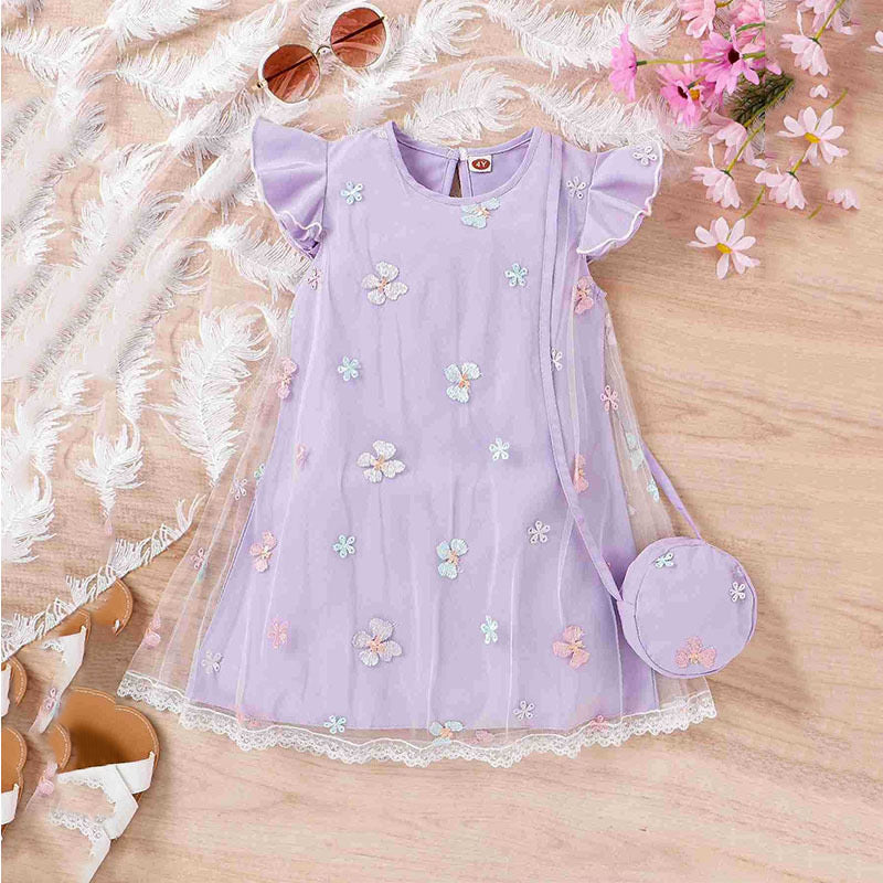 Vestido Infantil Florecitas + Bolsito