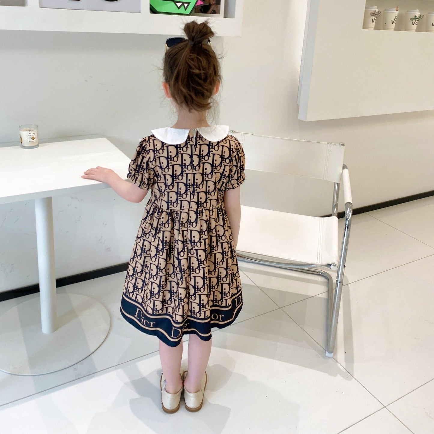 DR Vestido infantil con lazo y cuello