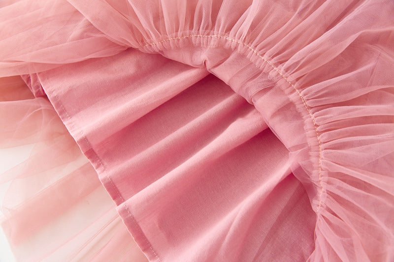 Vestido Infantil con Volantes Tul y Florecitas