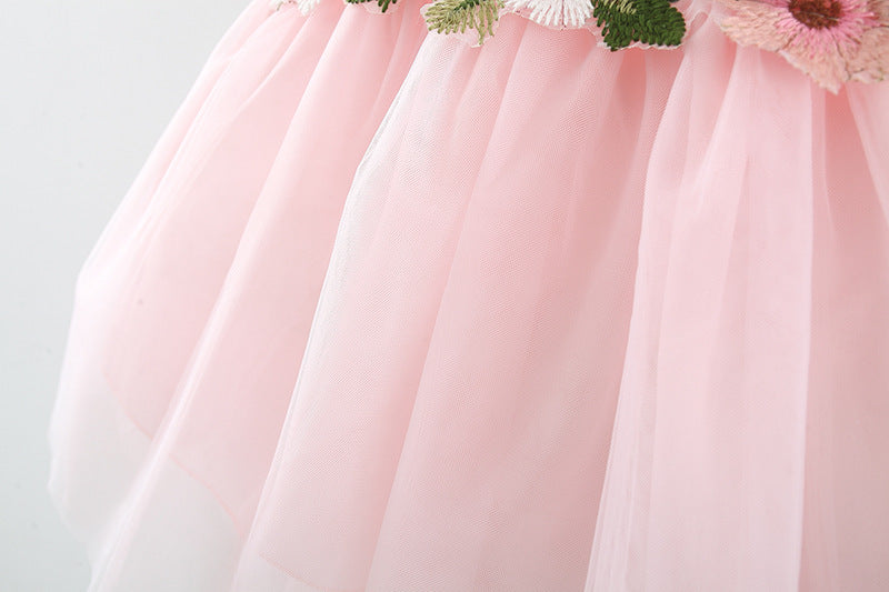 Vestido Infantil de Flores de Tul