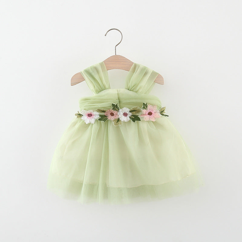 Vestido Infantil de Flores de Tul