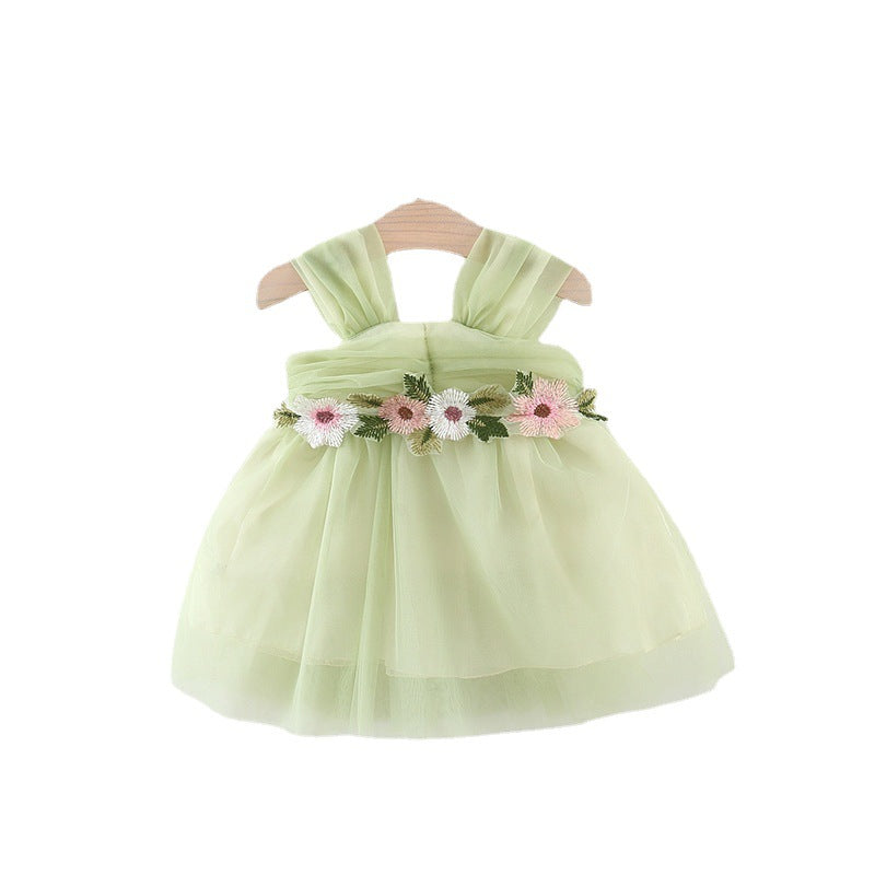 Vestido Infantil de Flores de Tul