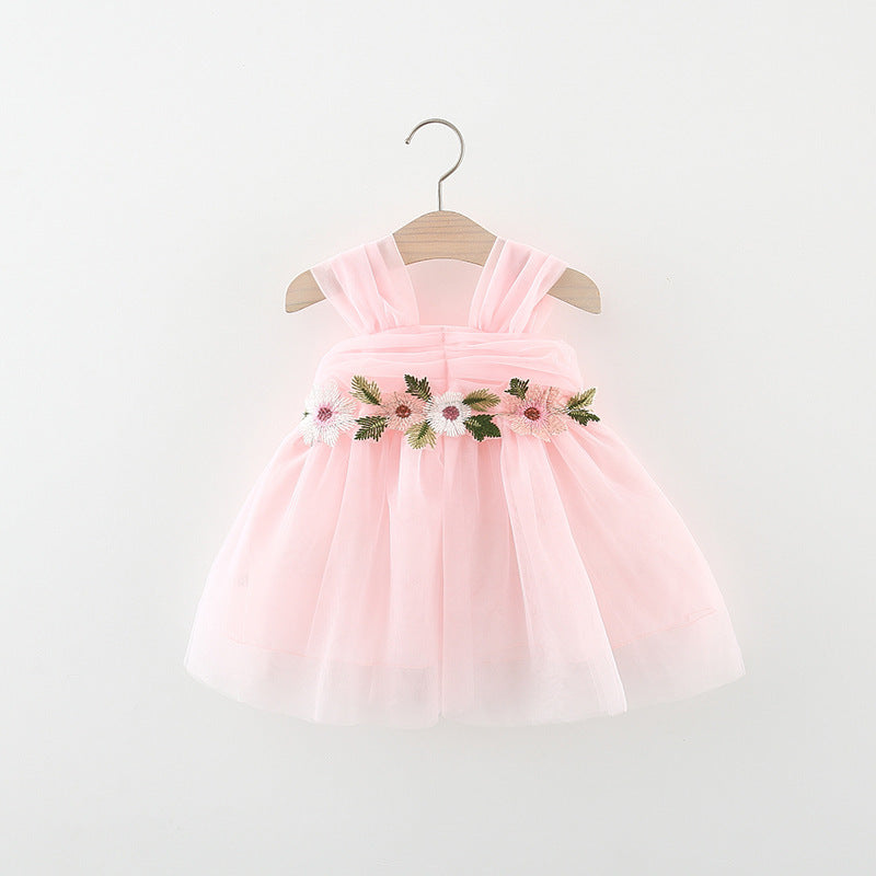 Vestido Infantil de Flores de Tul