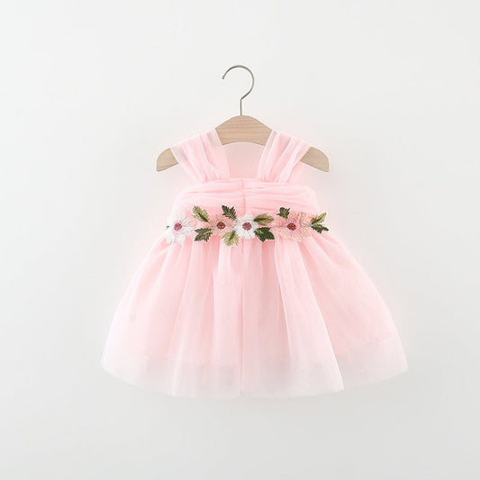 Vestido Infantil de Flores de Tul