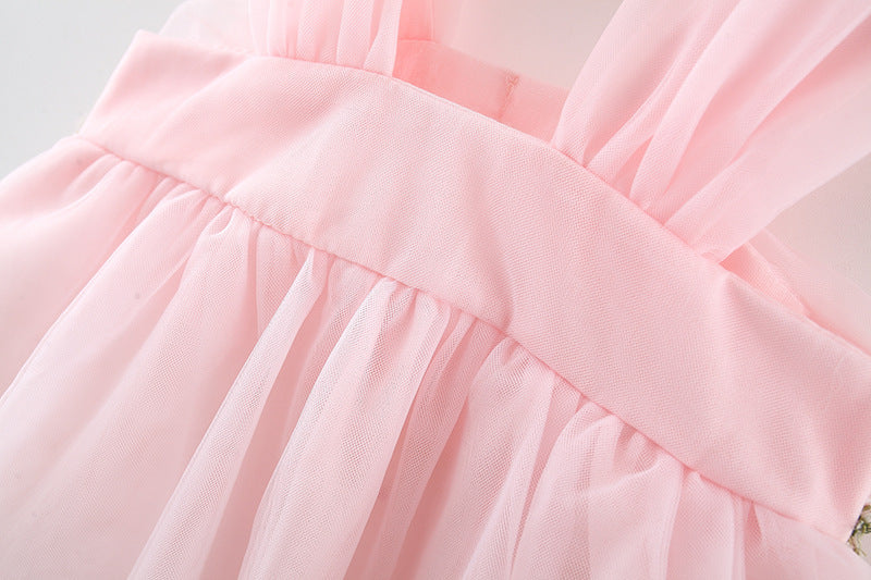 Vestido Infantil de Flores de Tul