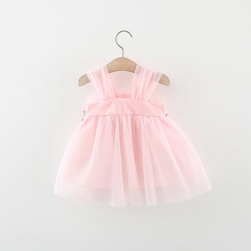 Vestido Infantil de Flores de Tul