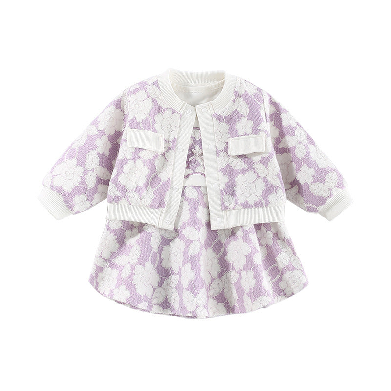 DR Vestido infantil Con Lazo y Cuello