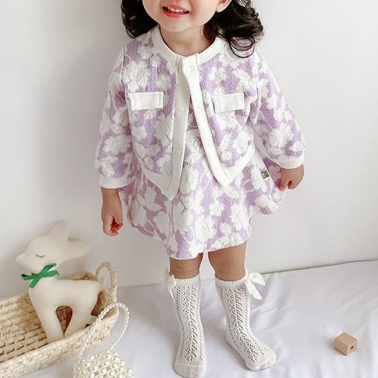 DR Vestido infantil Con Lazo y Cuello