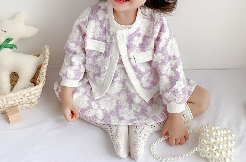DR Vestido infantil Con Lazo y Cuello