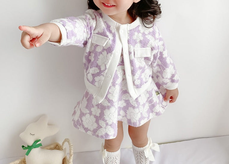 DR Vestido infantil Con Lazo y Cuello