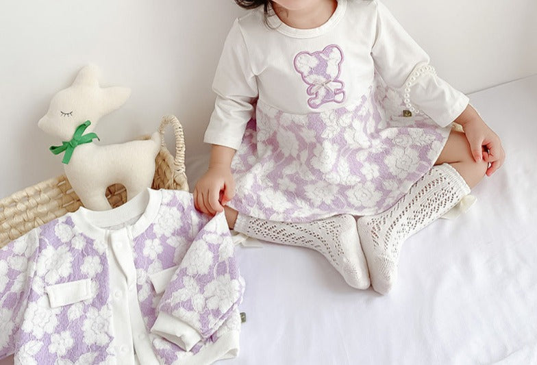 DR Vestido infantil Con Lazo y Cuello