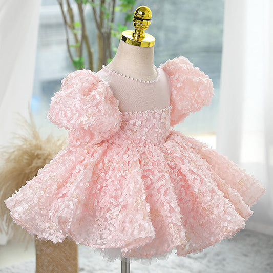 Vestido de fiesta infantil con flores 3D
