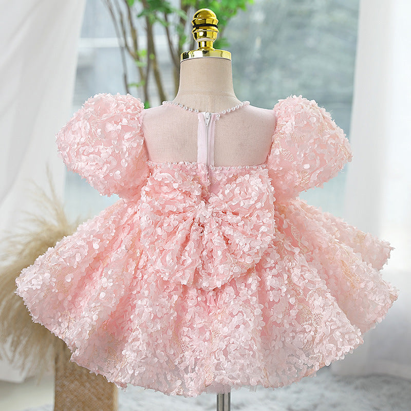 Vestido de fiesta infantil con flores 3D
