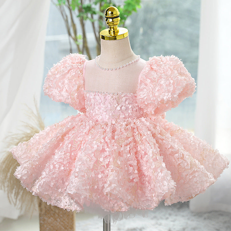 Vestido de fiesta infantil con flores 3D