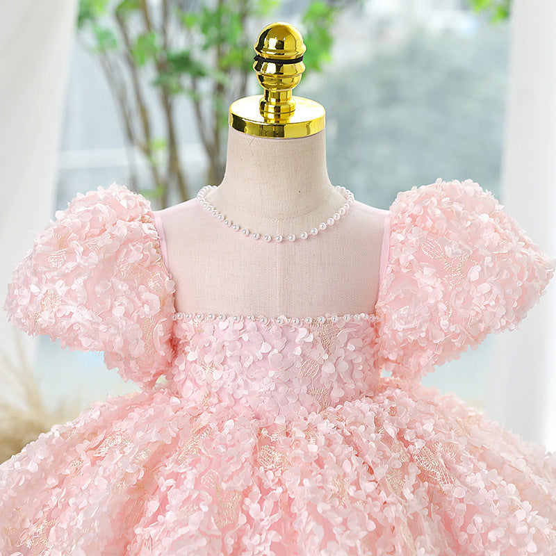 Vestido de fiesta infantil con flores 3D