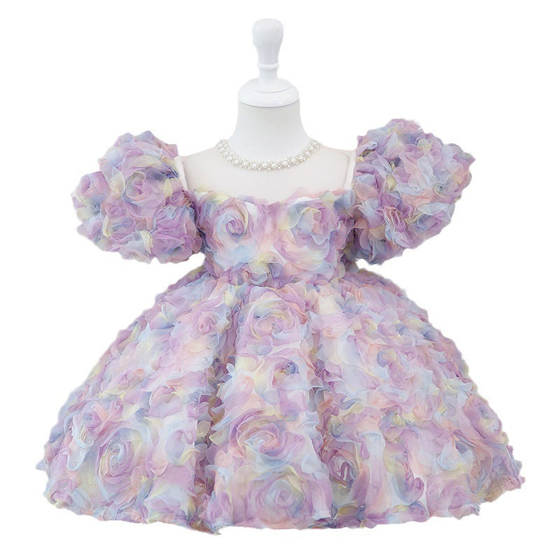 Vestido de Fiesta Infantil Floral Colores