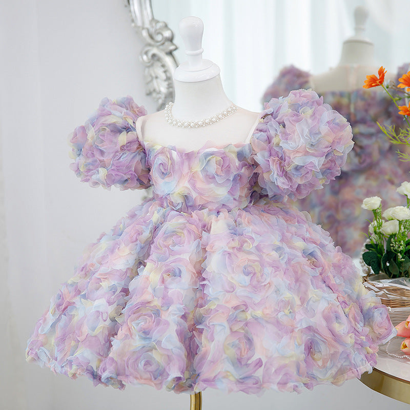 Vestido de Fiesta Infantil Floral Colores