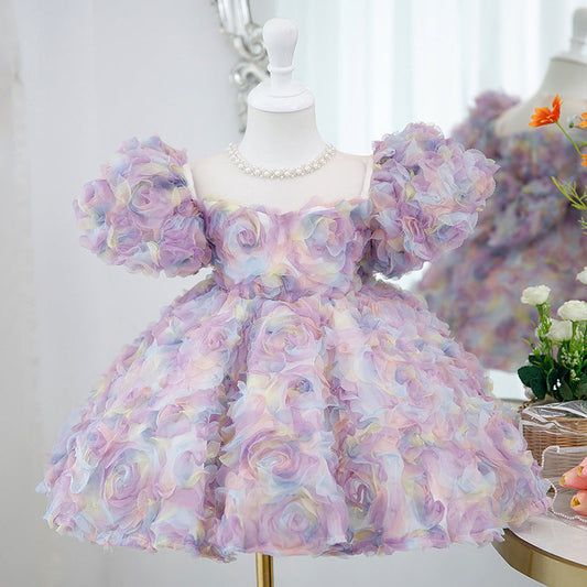 Vestido de Fiesta Infantil Floral Colores