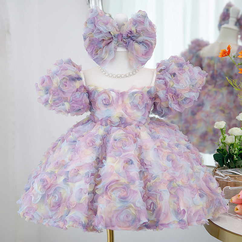 Vestido de Fiesta Infantil Floral Colores