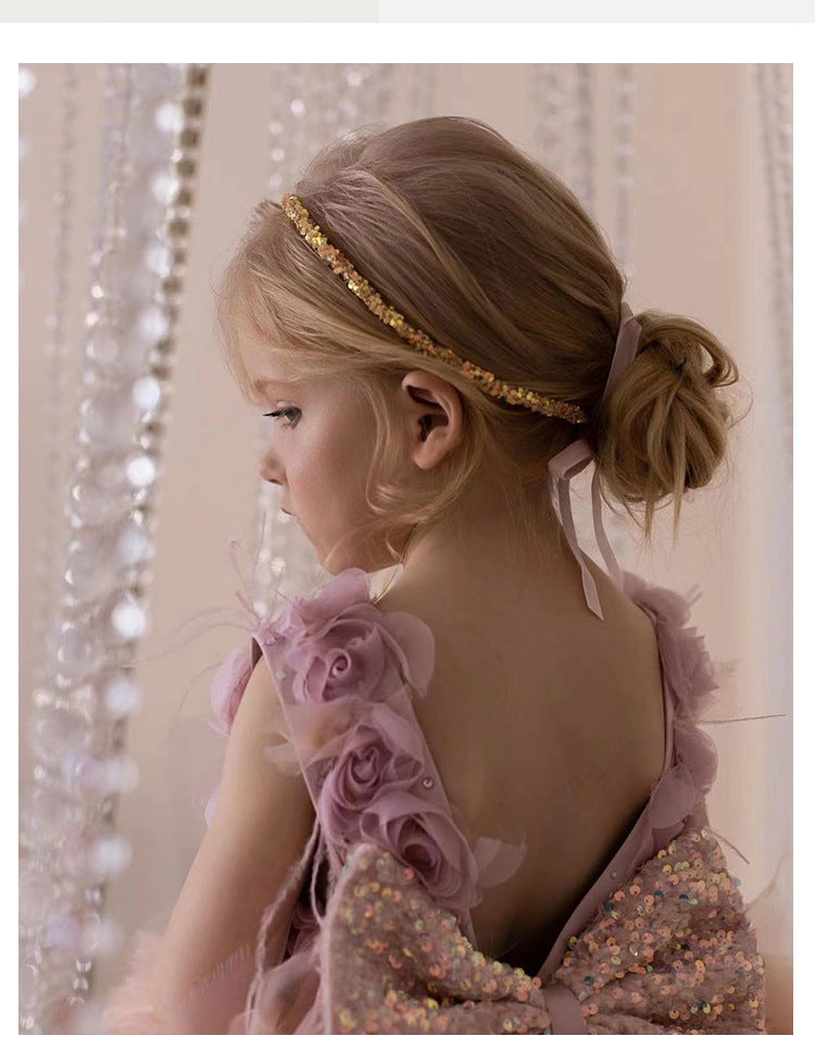 Vestido de fiesta infantil de flores de tul