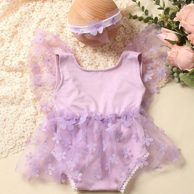 Body infantil de tul floral