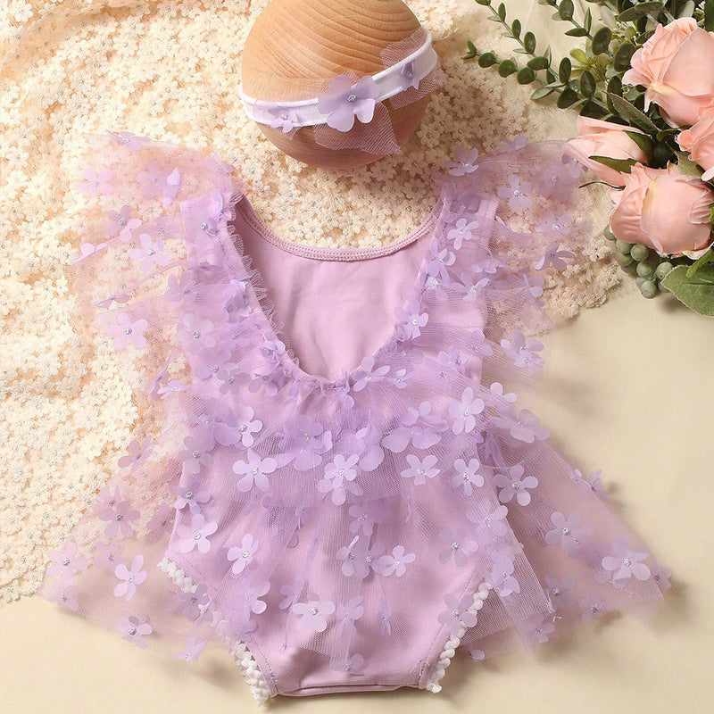 Body infantil de tul floral