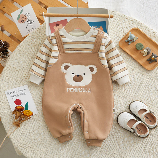 Mono infantil a rayas con osito de peluche