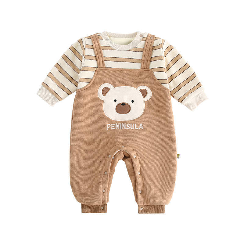 Mono infantil a rayas con osito de peluche