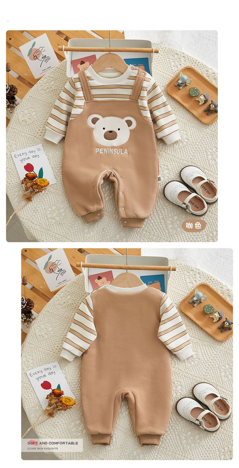 Mono infantil a rayas con osito de peluche