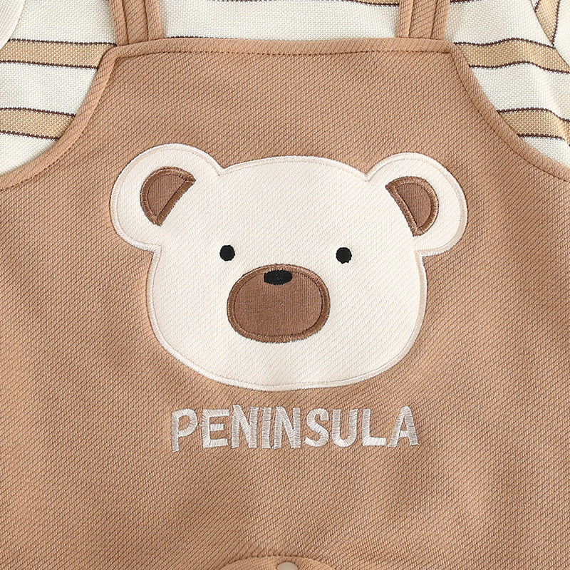 Mono infantil a rayas con osito de peluche