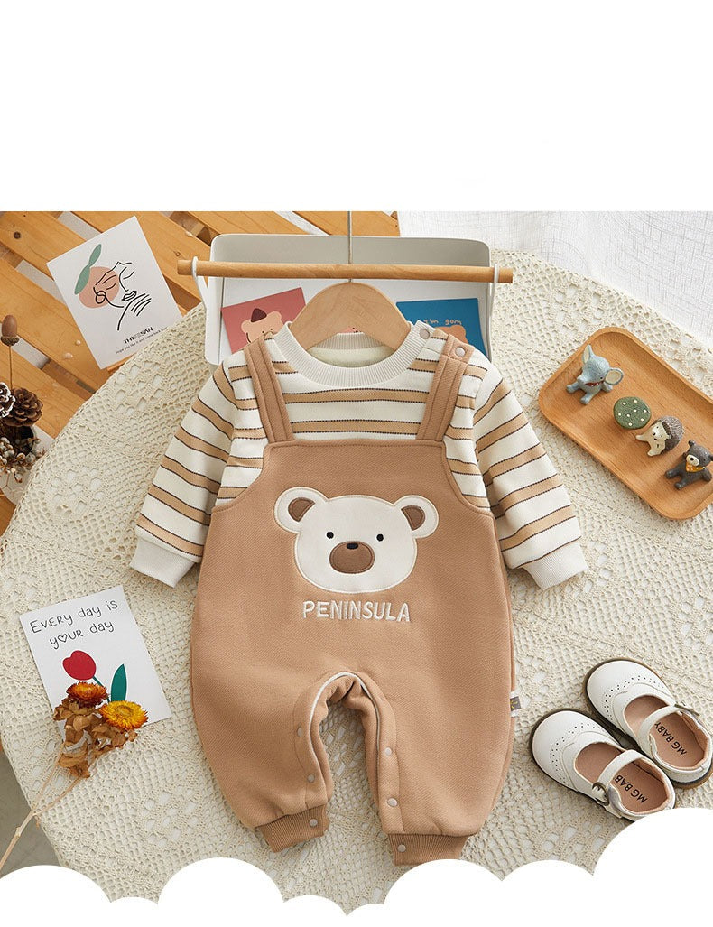 Mono infantil a rayas con osito de peluche