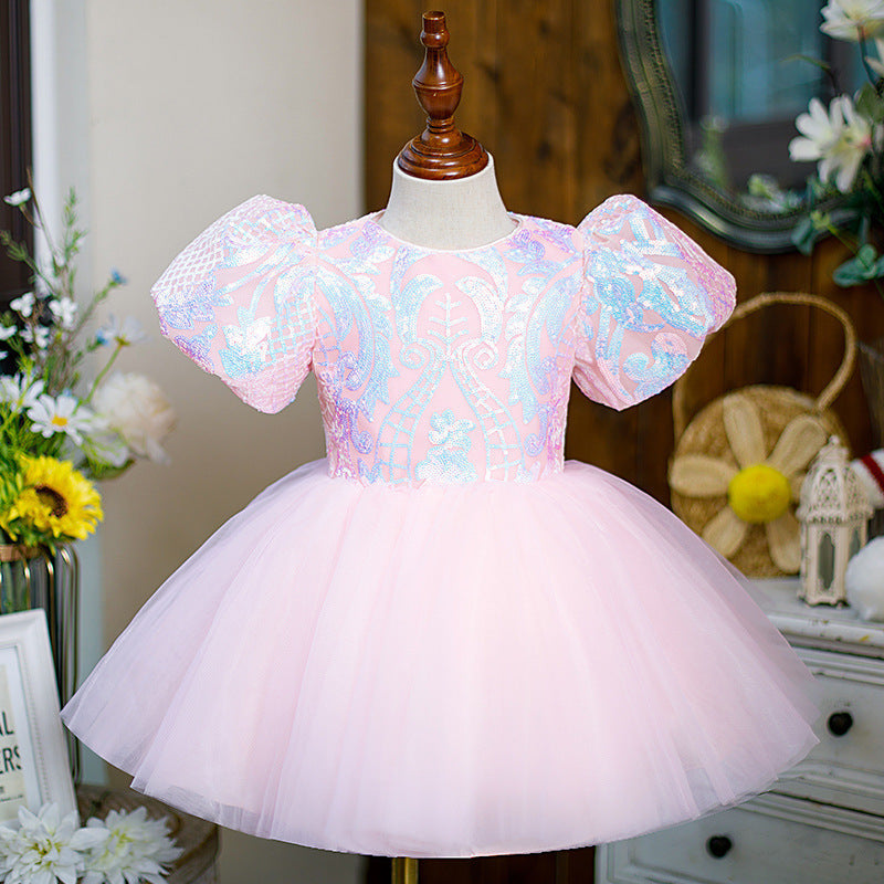 Vestido Infantil Lazo Tul Rosa