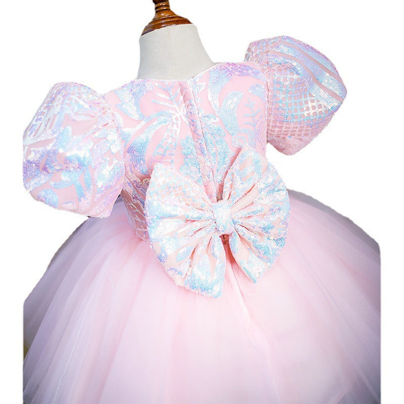 Vestido Infantil Lazo Tul Rosa