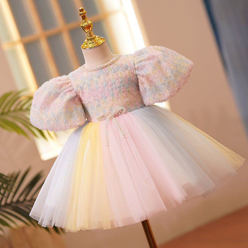 Vestido Infantil Perlas Colores