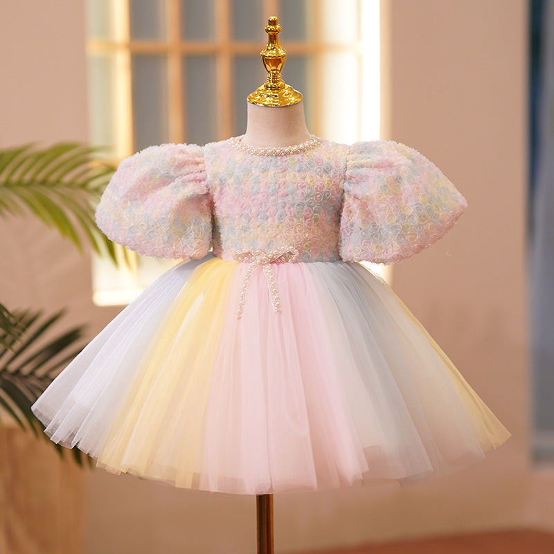 Vestido Infantil Perlas Colores