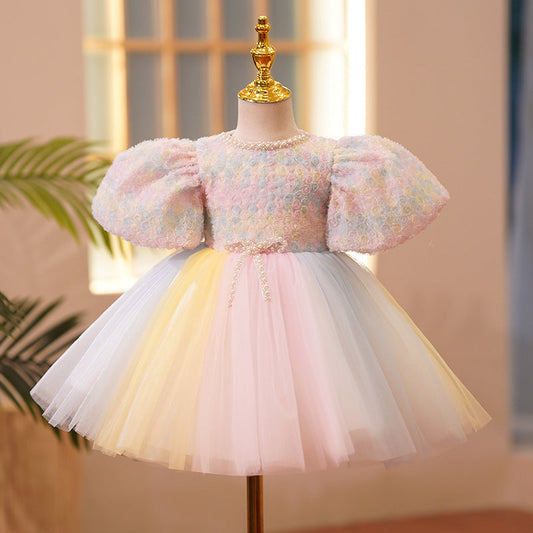 Vestido Infantil Perlas Colores