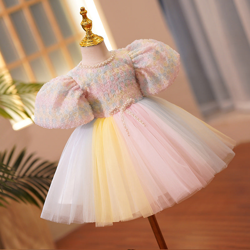 Vestido Infantil Perlas Colores