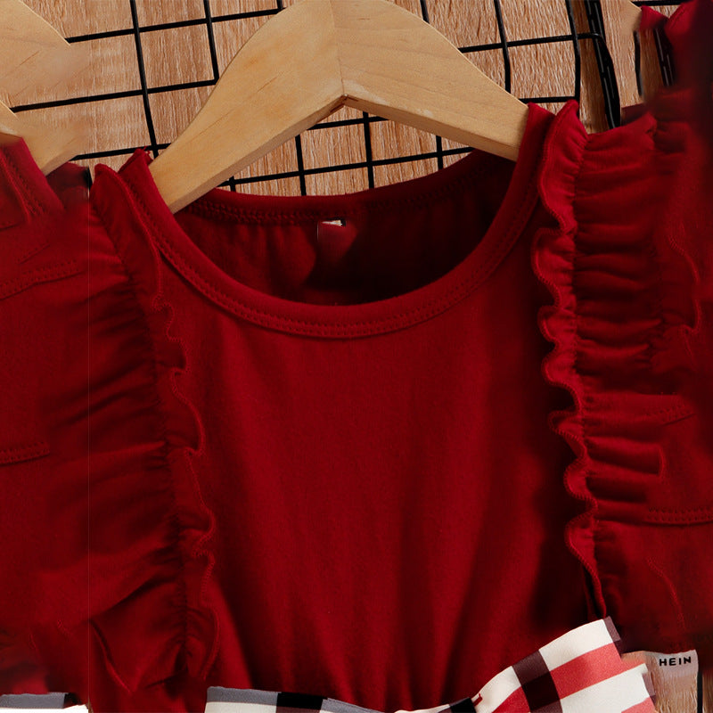 Vestido Infantil Cuadros Rojo