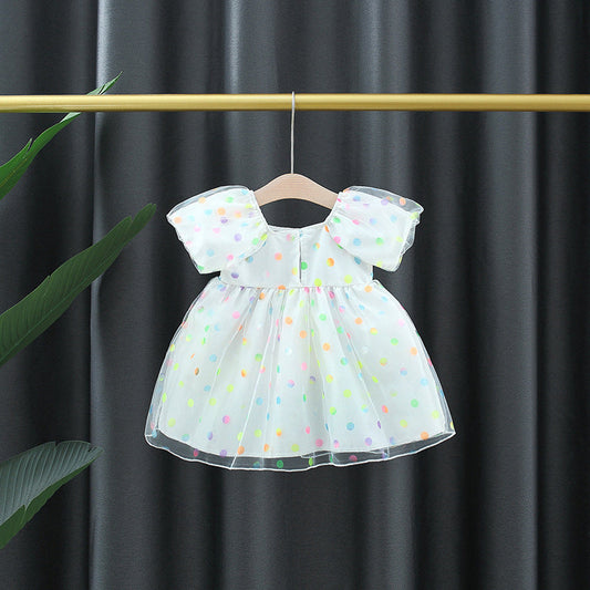 Vestido infantil de lunares de colores