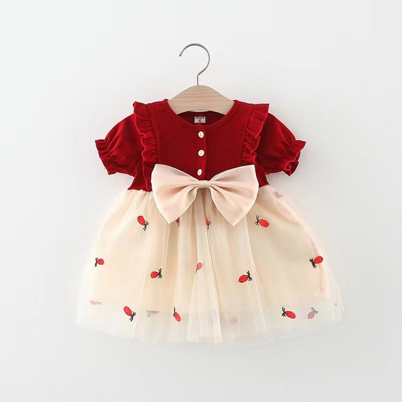 Vestido infantil encaje perlas