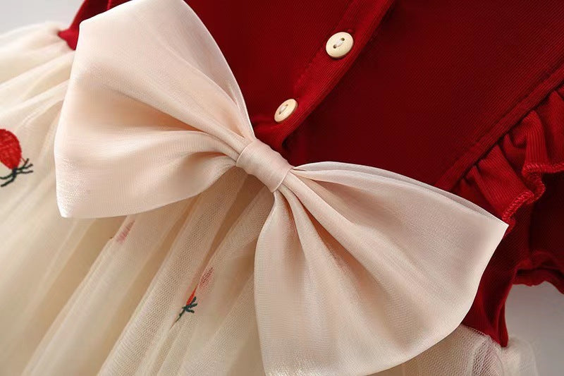 Vestido infantil encaje perlas