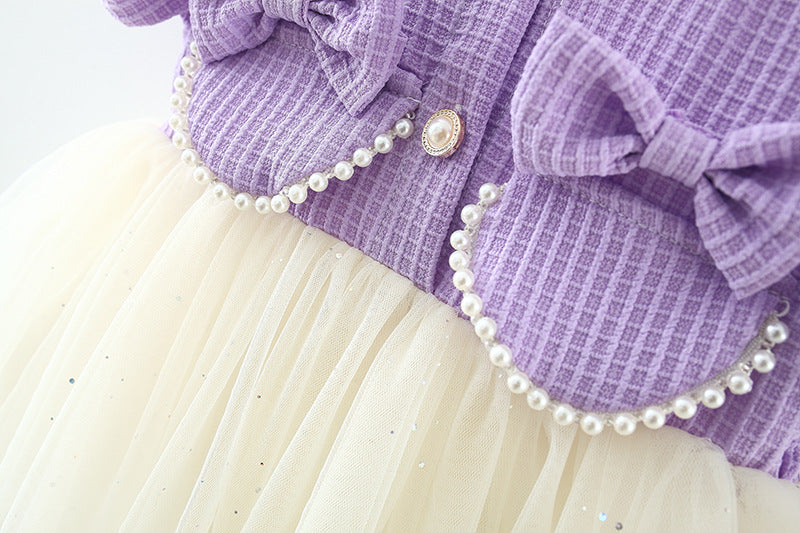 Vestido infantil encaje perlas