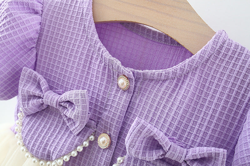 Vestido infantil encaje perlas