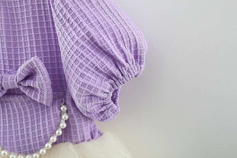 Vestido infantil encaje perlas