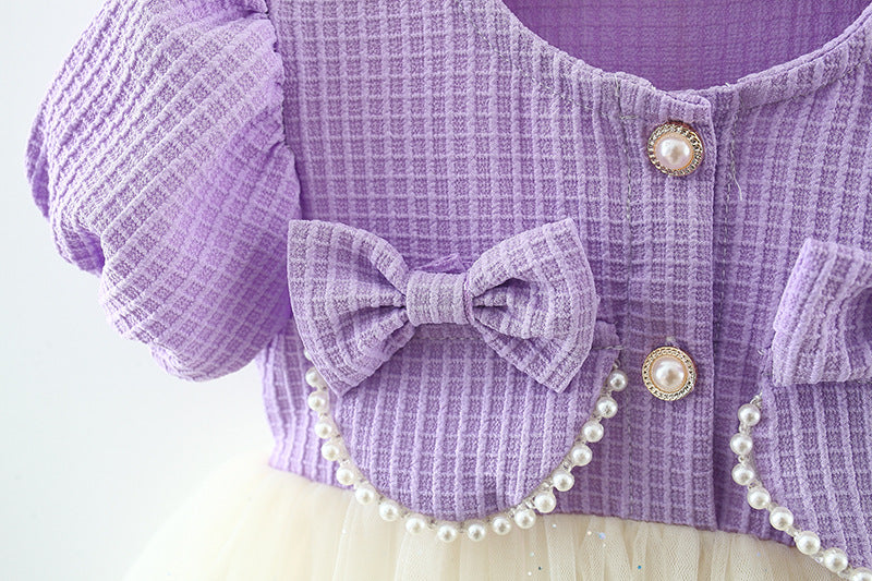 Vestido infantil encaje perlas