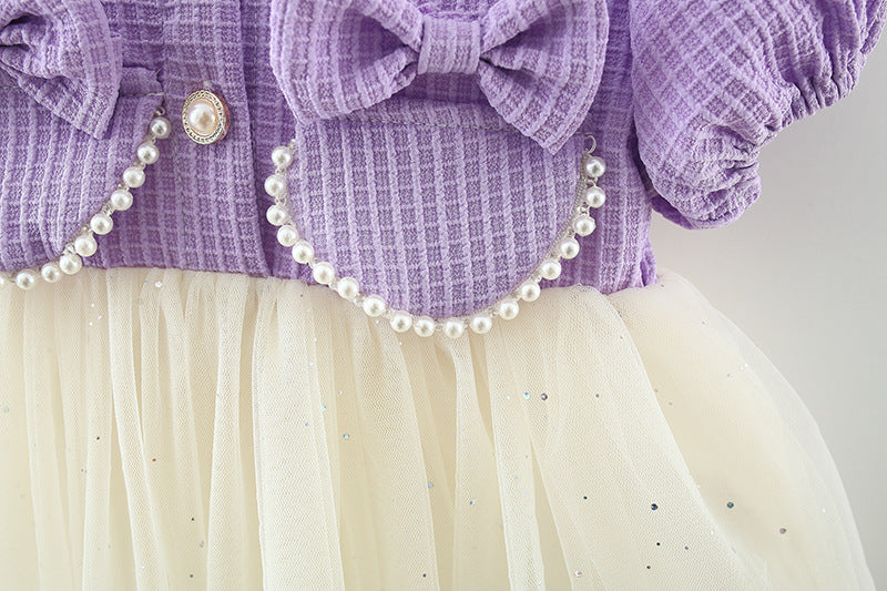 Vestido infantil encaje perlas