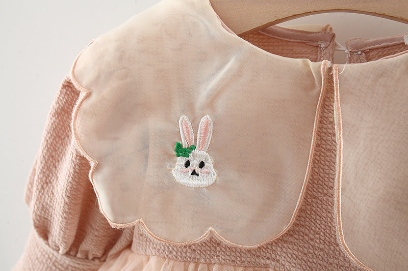Vestido Infantil con Cuello de Conejito