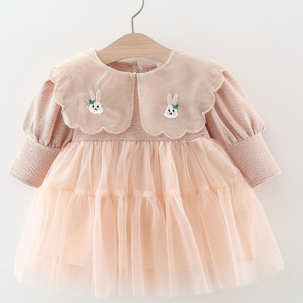 Vestido Infantil con Cuello de Conejito